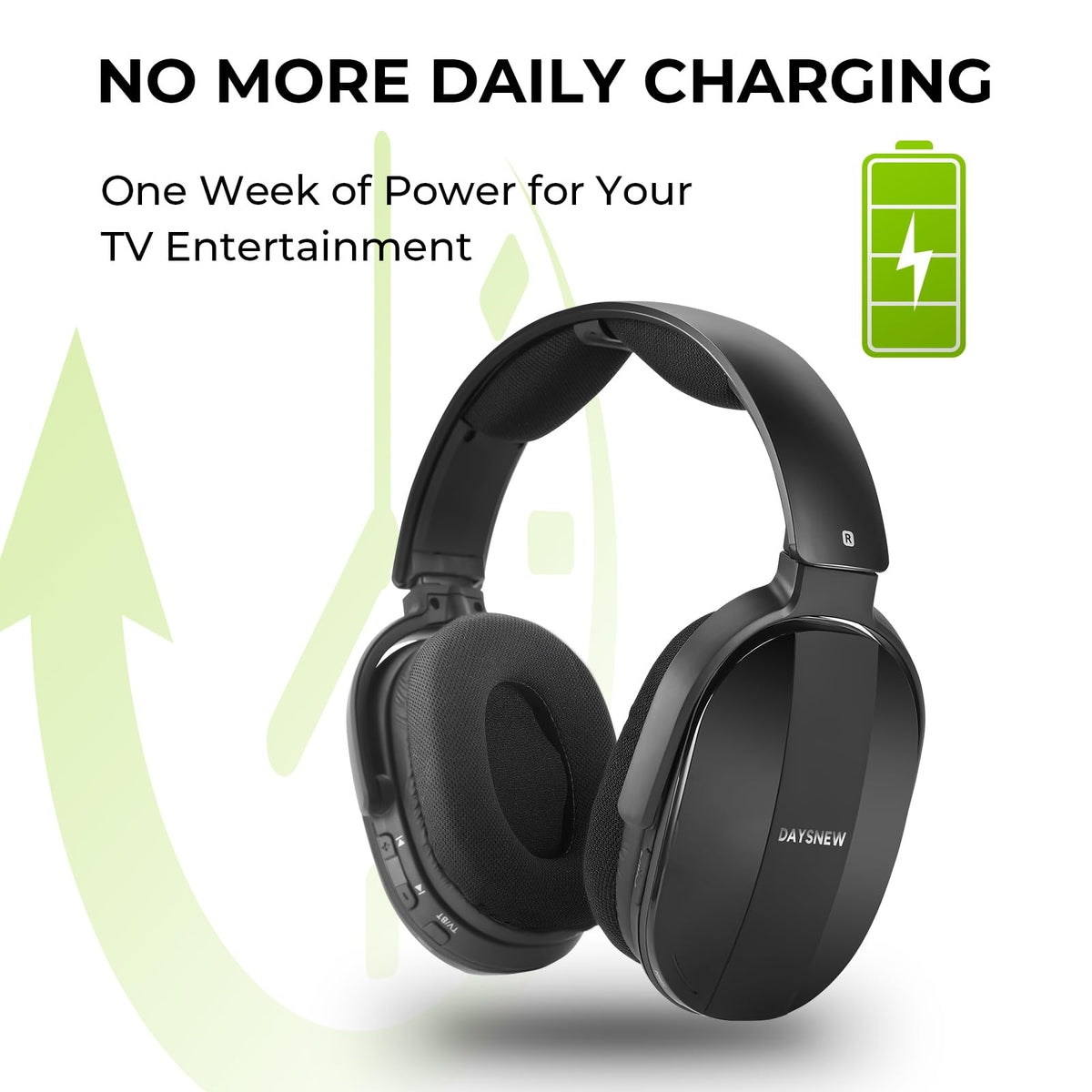Daysnew headset worn in living room for private TV listening benefit
