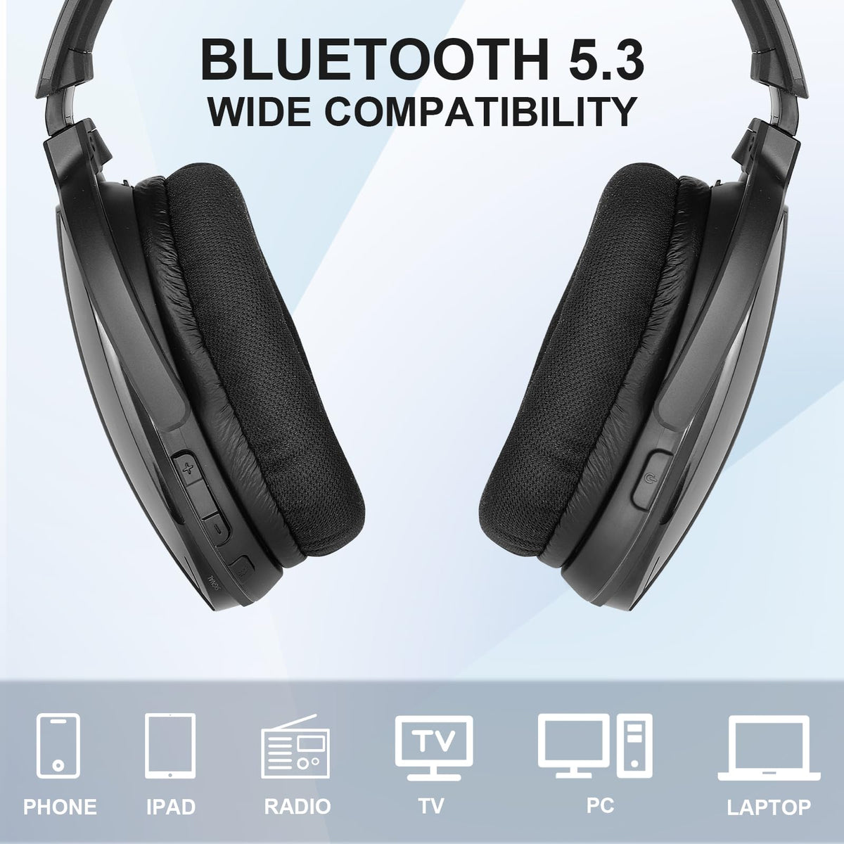 Daysnew headset next to remote and TV showing compact scale and convenience benefit