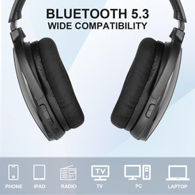 Daysnew headset next to remote and TV showing compact scale and convenience benefit