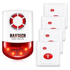Daytech remote emergency strobe siren kit outdoors with red flash for clear alerts.