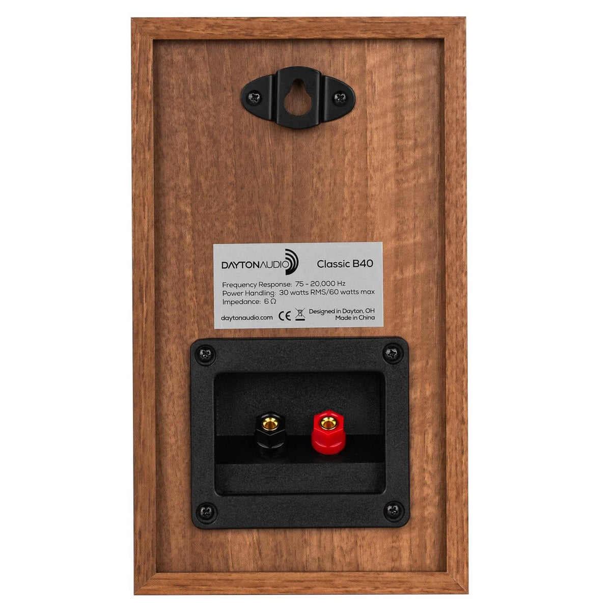 Dayton Audio Classic B40 side view demonstrates slim profile for shelves.