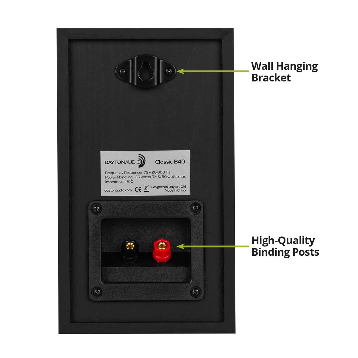 Dayton Audio Classic B40 wall-mount ready with keyhole supports for installation