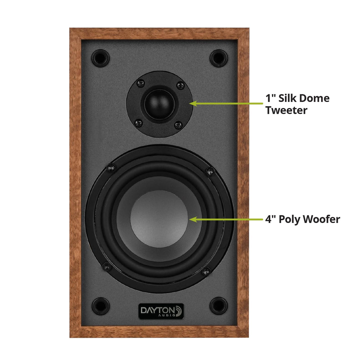 Dayton Audio Classic B40 wall-mount setup enables space-saving home theater integration.