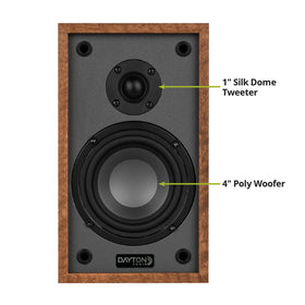 Dayton Audio Classic B40 wall-mount setup enables space-saving home theater integration.