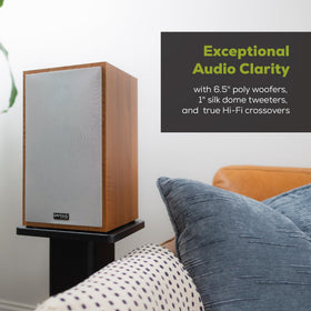 Dayton Audio Classic B65A side view, compact bookshelf size for small spaces.