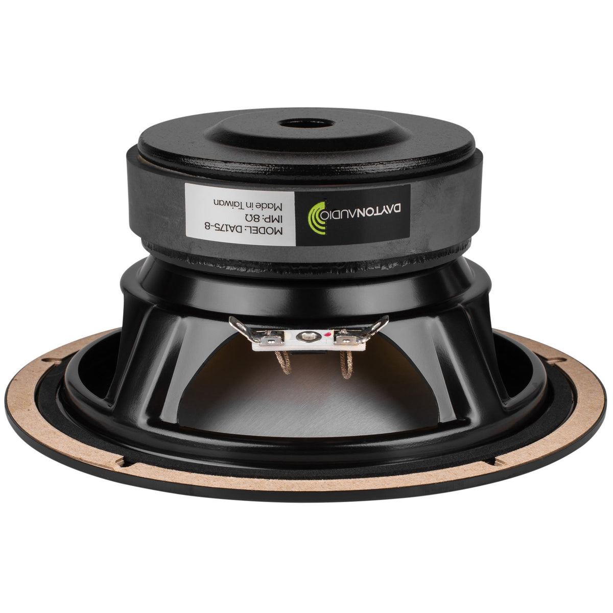 Dayton Audio DA175-8 close-up of aluminum cone and composite dustcap for low distortion