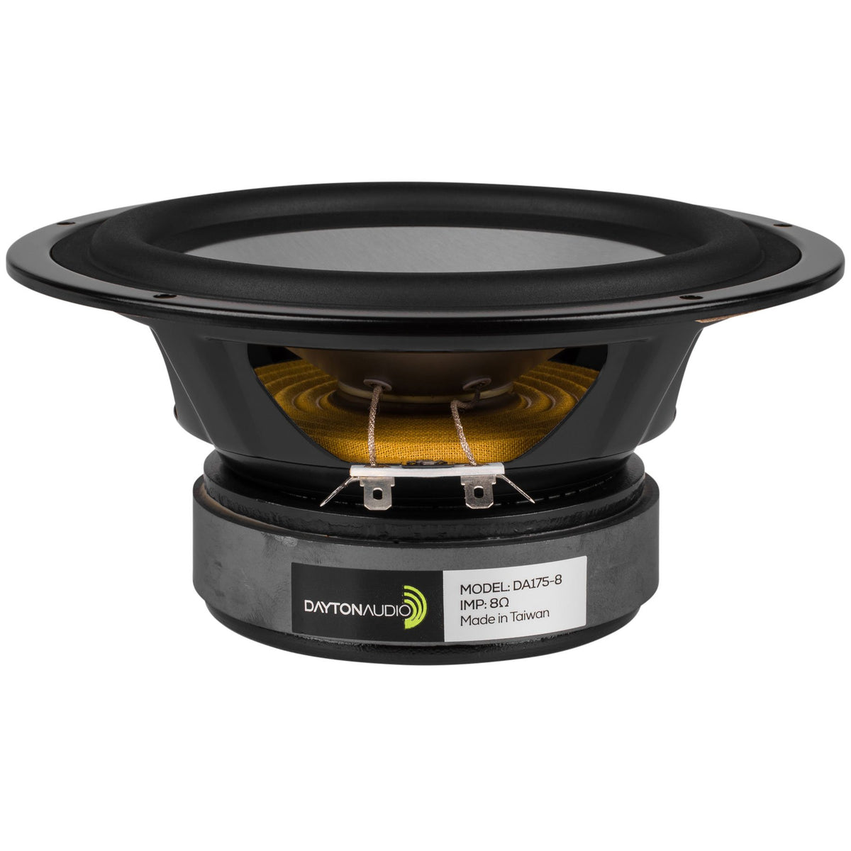 Dayton Audio DA175-8 front view showing cone and dustcap for accurate mid-bass