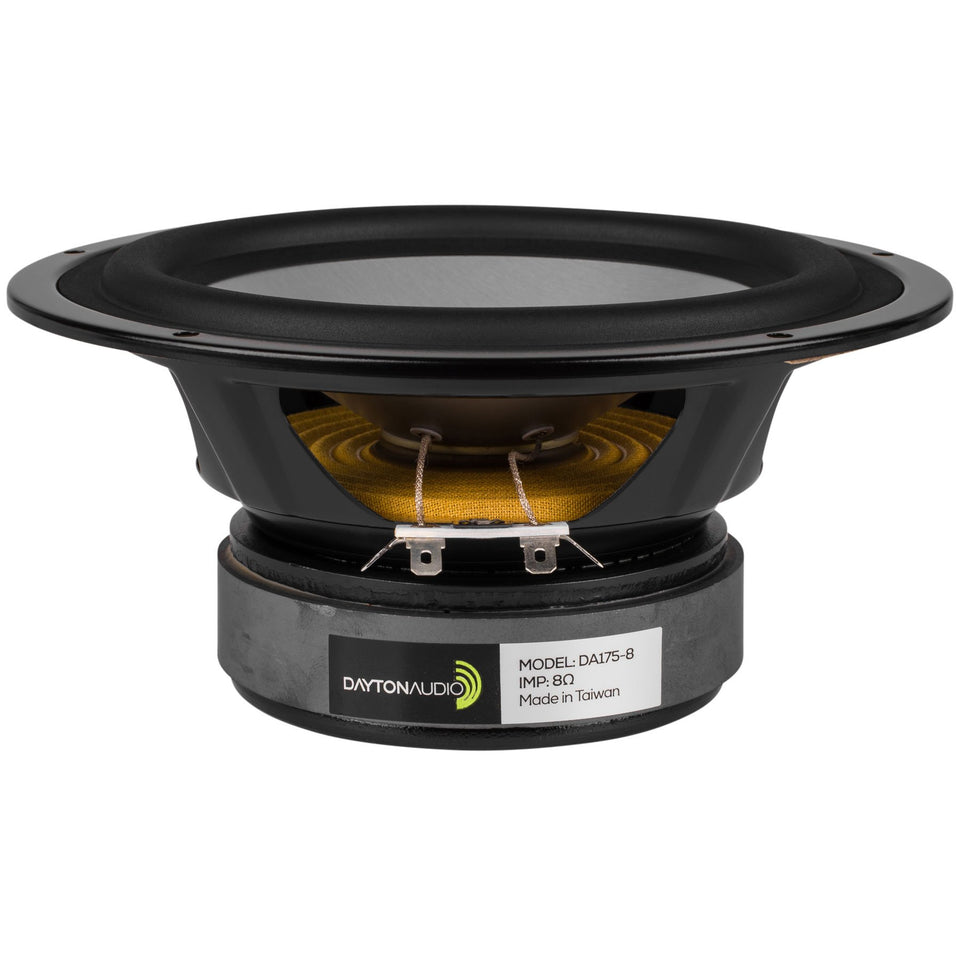 Dayton Audio DA175-8 front view showing cone and dustcap for accurate mid-bass