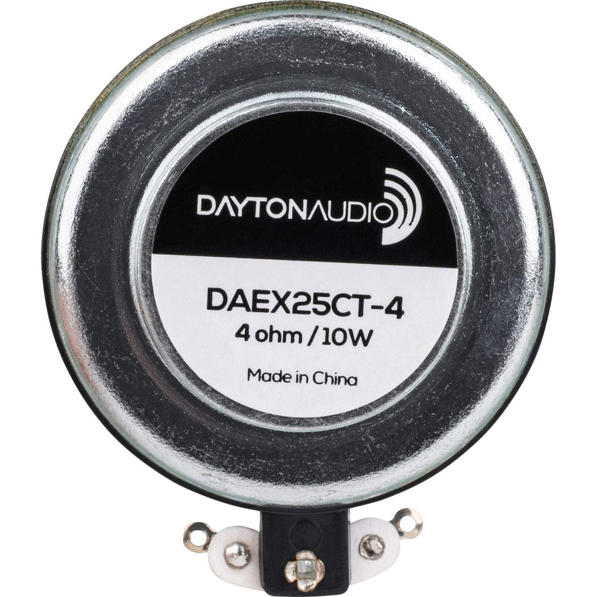 Dayton Audio exciter adhesive closeup showing pre-applied 3M VHB for secure attachment