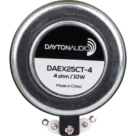 Dayton Audio exciter adhesive closeup showing pre-applied 3M VHB for secure attachment