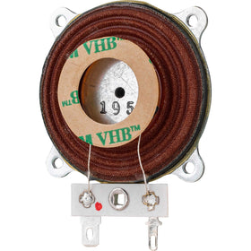 Dayton Audio exciter adhesive closeup highlighting pre-applied 3M VHB for secure bonding