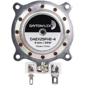 Dayton Audio exciter voice coil detail illustrating neodymium motor for efficient output