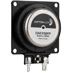 Dayton Audio DAEX58FP exciter on metal surface shows robust surface-driven sound potential