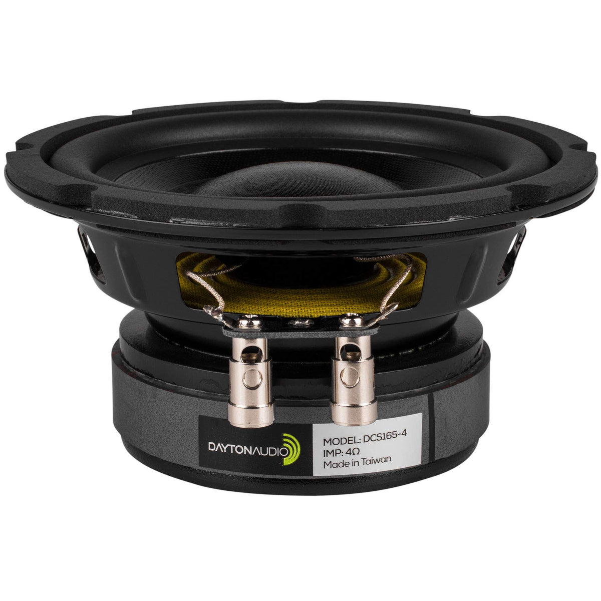 Dayton Audio DCS165-4 front view showing mounting and label, demonstrates compact integration