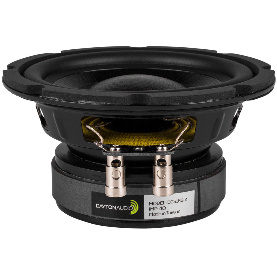 Dayton Audio DCS165-4 front view showing mounting and label, demonstrates compact integration