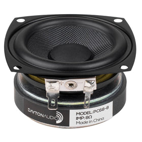 Dayton Audio PC68-8 cone detail highlights smooth response for compact loudspeakers.