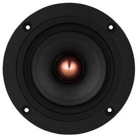 Dayton Audio PS95 mounted in small bookshelf speaker demonstrating compact performance