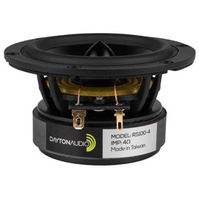 Dayton Audio RS100-4 front view showing grille and mounting, great for accurate midrange