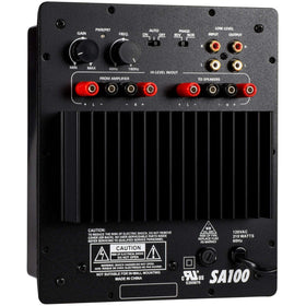 Dayton Audio SA100 front panel with controls for precise bass tuning