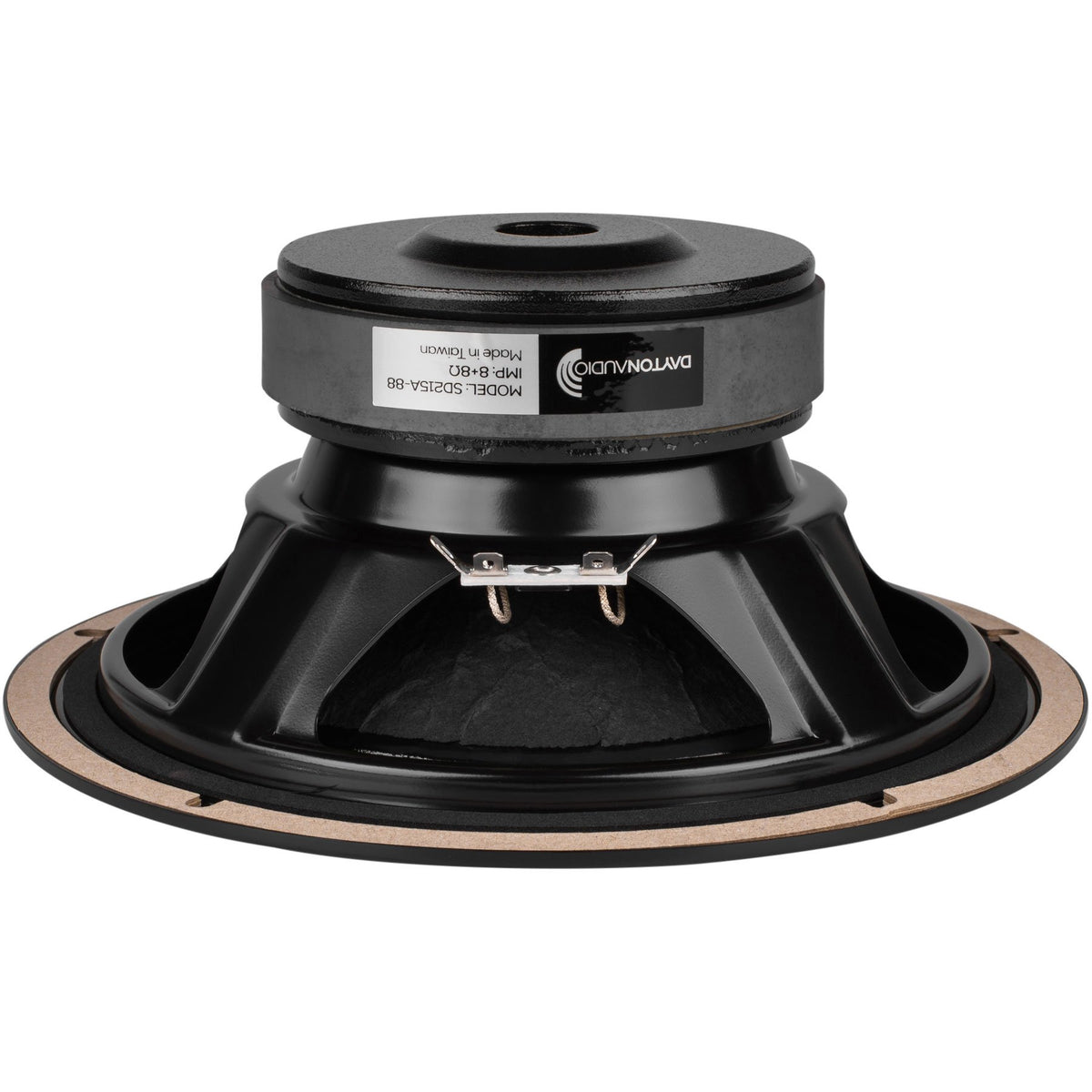 Dayton Audio SD215A-88 cone close-up highlighting rubber surround and durability