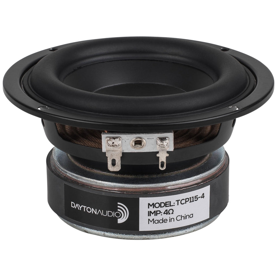 Dayton Audio TCP115-4 4-inch treated paper cone midbass woofer delivering solid low-end response
