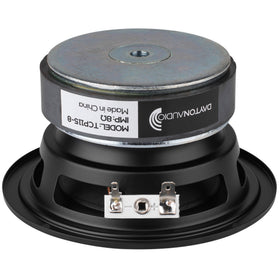 Dayton Audio TCP115-8 treated paper cone close-up highlighting texture and durability benefit