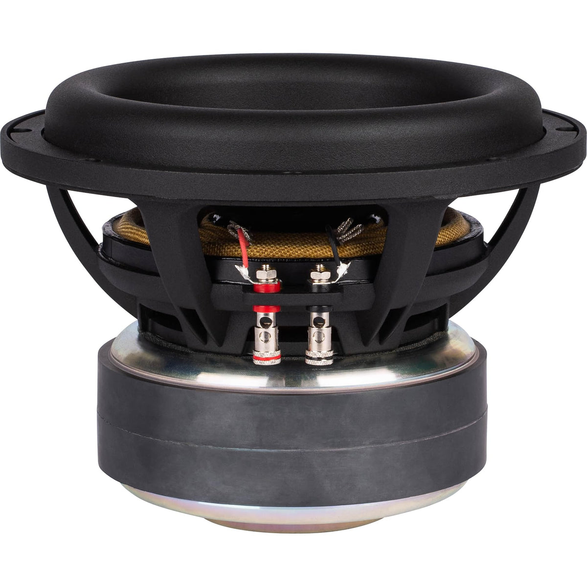 Dayton Audio UMII8-22 8in subwoofer front view showing compact form and bass potential