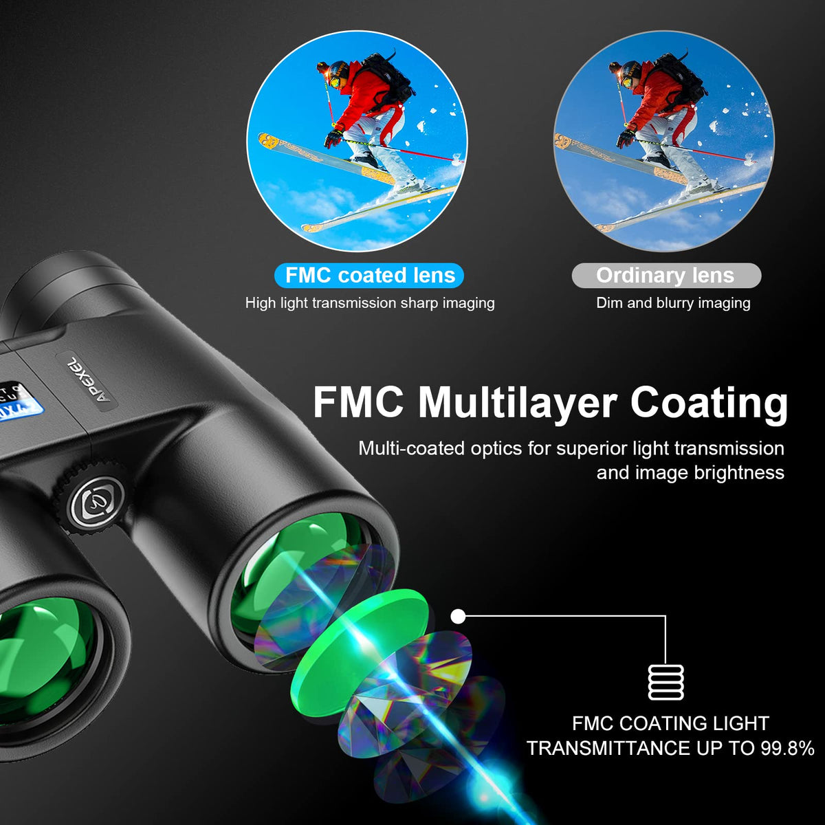 DA YU UNIQUE 42mm objective lens enhances light transmission for bright, detailed viewing.