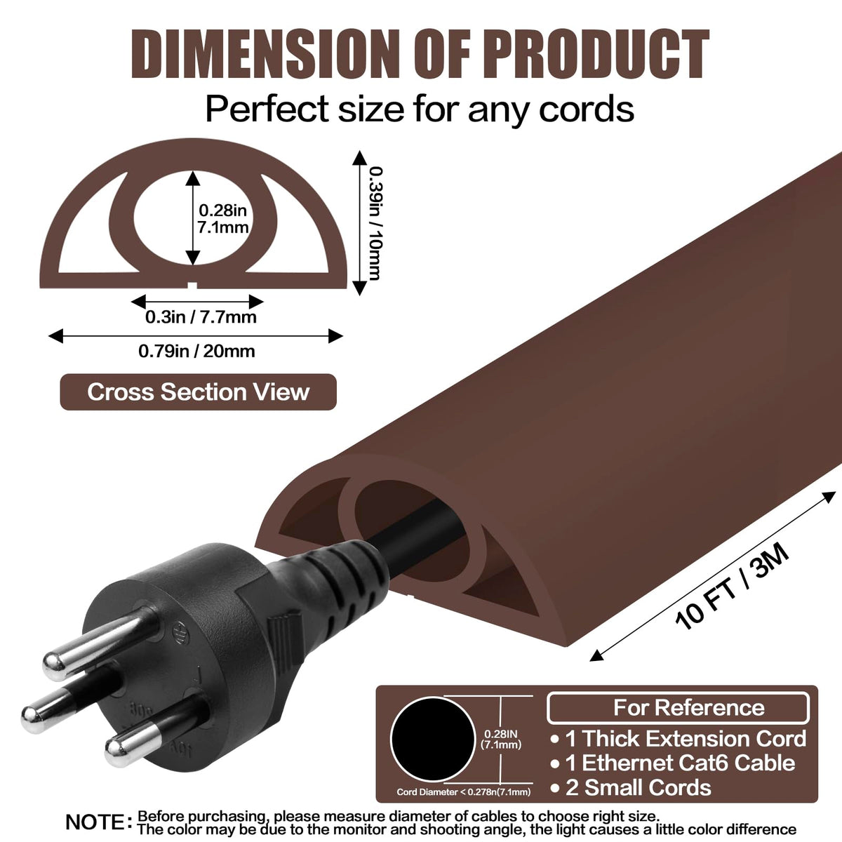 DBHXXMB-HH 10ft cable management protects wires in offices and gyms.