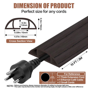 DBHXXMB-HH cable-management-strip curved-edge reduces trips and protects cords.