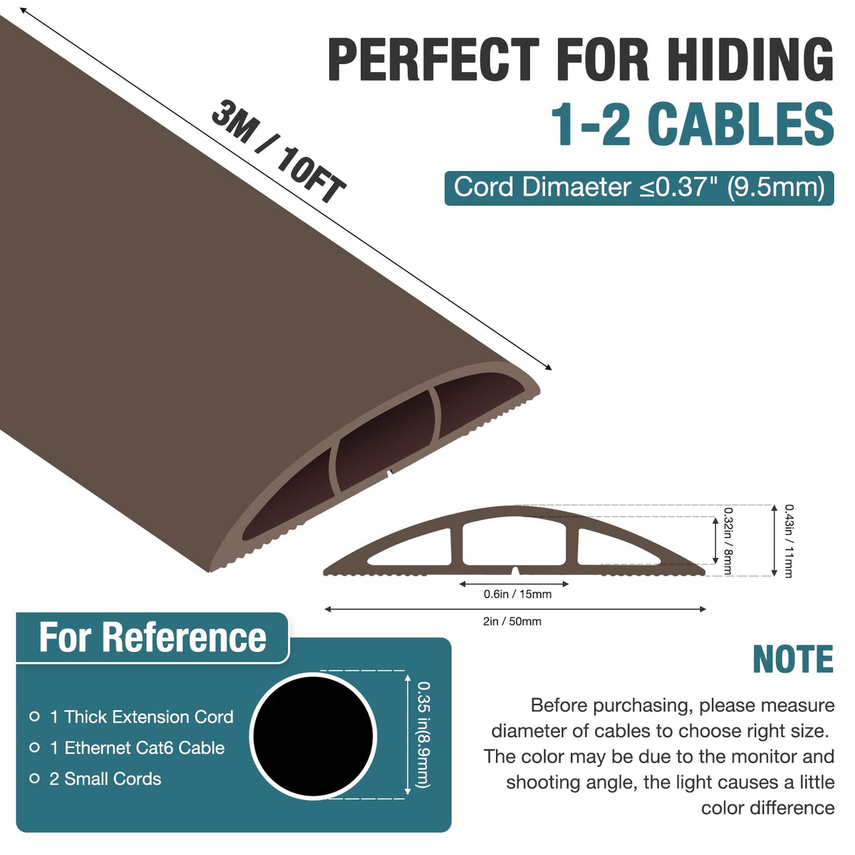 Non-slip base of DBHXXMB-HH floor cord cover on a wooden floor
