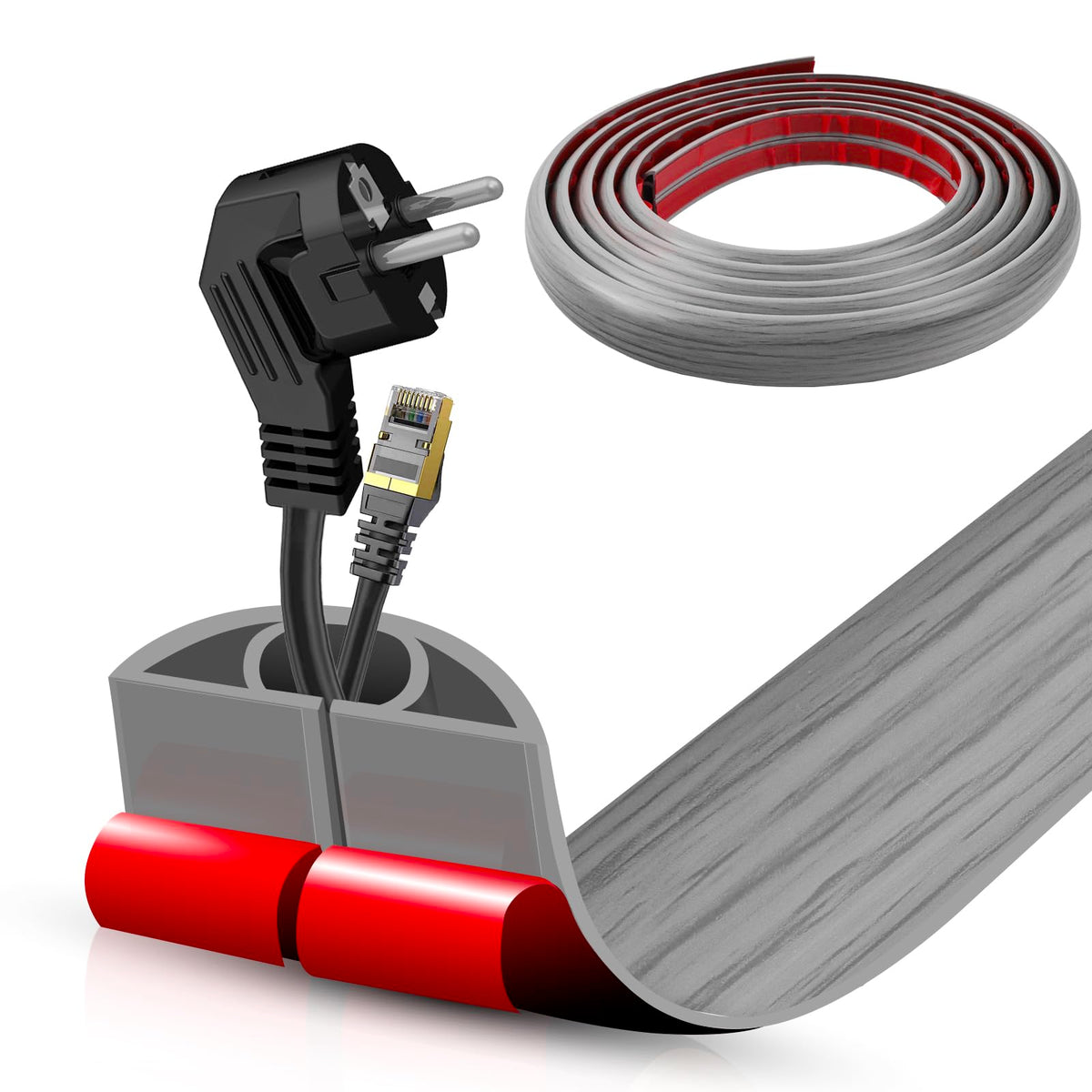 DBHXXMB-HH floor cord cover with adhesive for clean 10ft cable routing