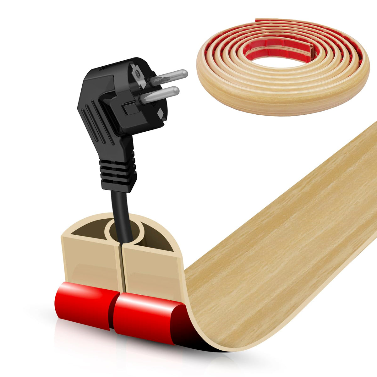 DBHXXMB-HH floor cord cover adhesive back application securely fixes cables on floors for quick setup