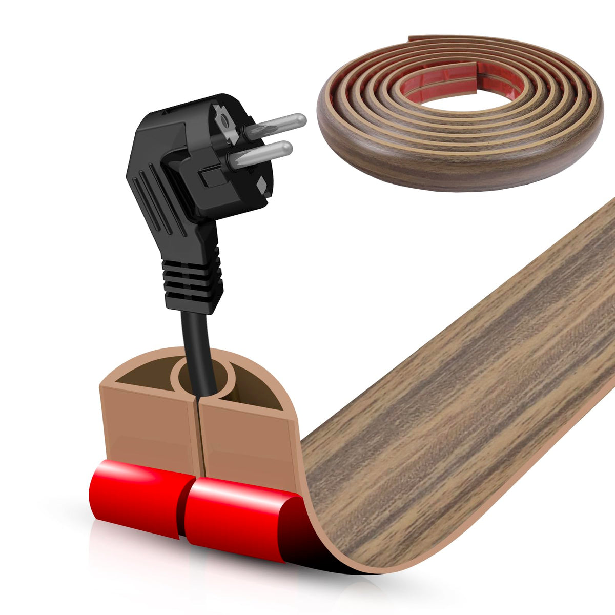 DBHXXMB-HH floor cord cover with adhesive back hides wires on floors.