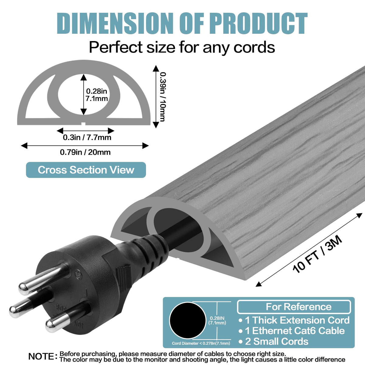 DBHXXMB-HH cord cover curved edge design for safer foot traffic.