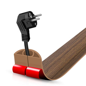 DBHXXMB-HH floor cord cover in misty brown wood reduces tripping risk.