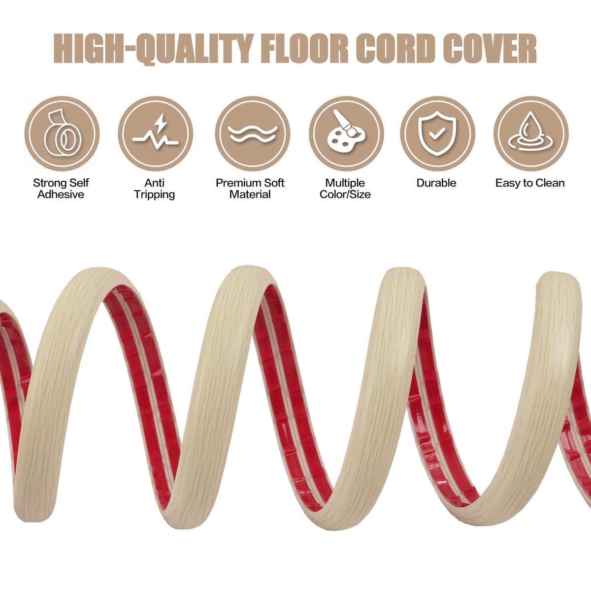 DBHXXMB-HH floor cord cover profile highlighting curved surface to reduce trips.