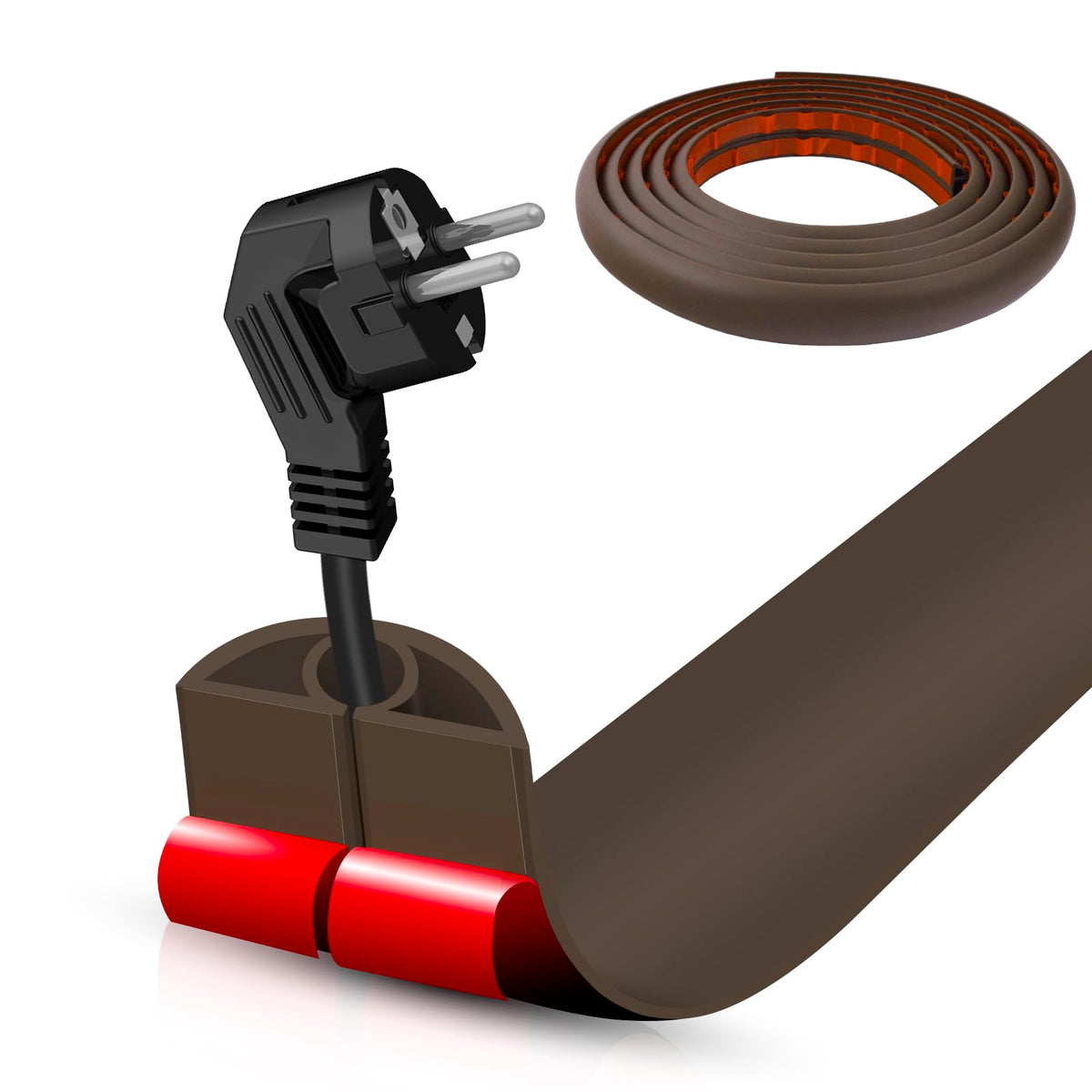 DBHXXMB-HH floor cord cover in coffee brown 10ft length with easy install.