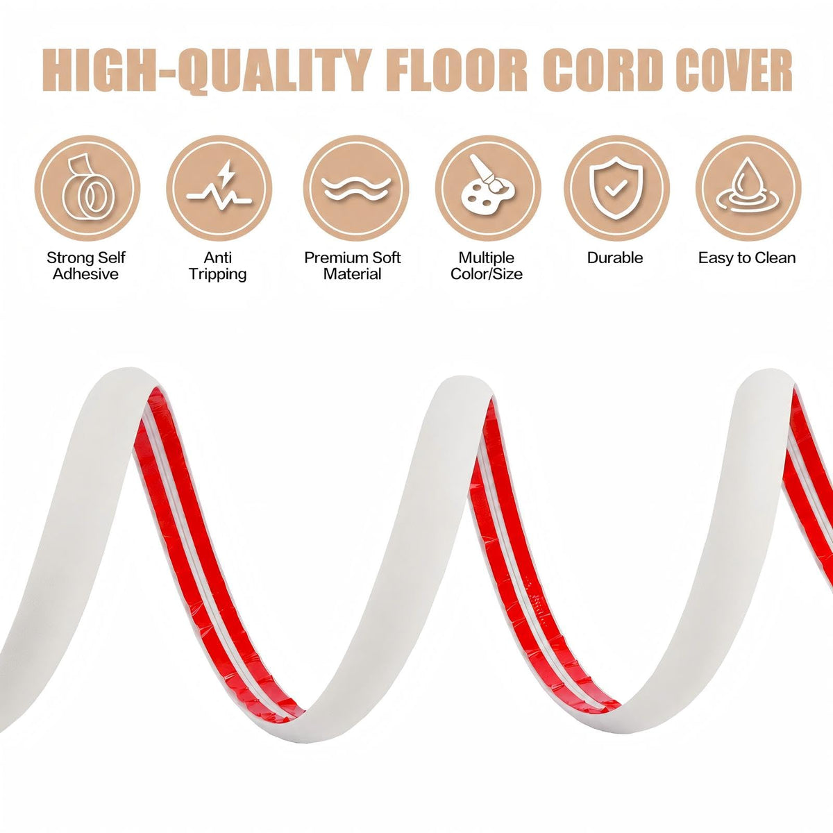 DBHXXMB-HH floor cord cover durable PVC protects cables from wear and pets.