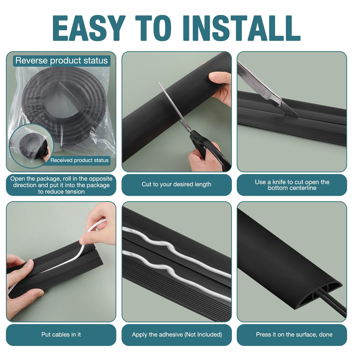 DBHXXMB-HH floor cord cover easy cut install for quick setup