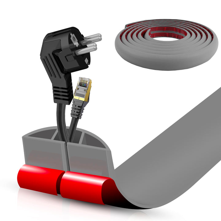 DBHXXMB-HH front view of 10ft cord cover showing clean gray finish and benefit of neat cable concealment