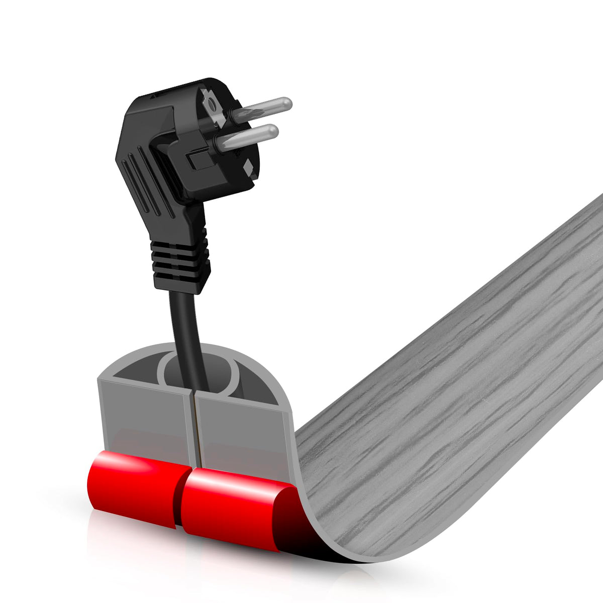 DBHXXMB-HH floor cord cover installation shows easy self adhesive setup for cable management