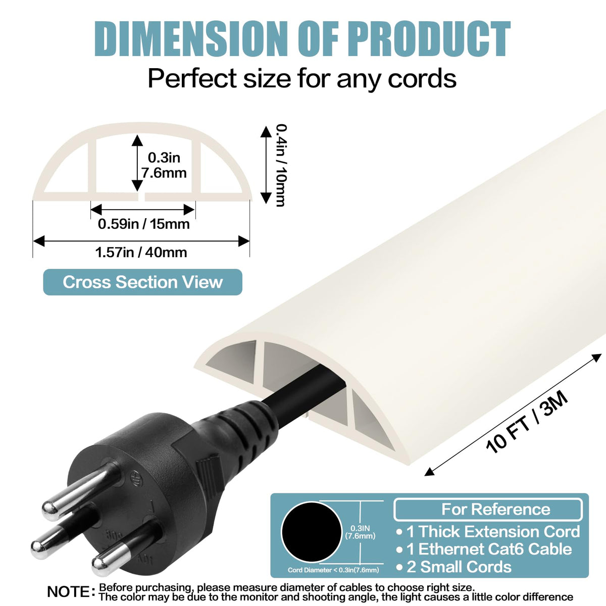 Self-adhesive installation keeps cords secure without floor damage or messy tools.