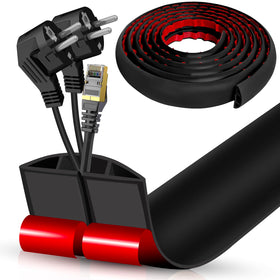 DBHXXMB-HH front view showing compact black cord cover and clear benefits