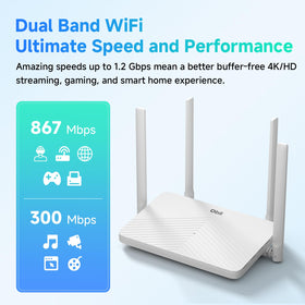 DBIT router with four high-gain antennas highlighting extended coverage and penetration