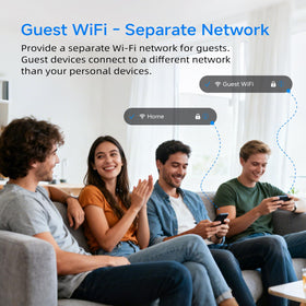 DBIT N300 guest network depicted for safe visitor internet access.