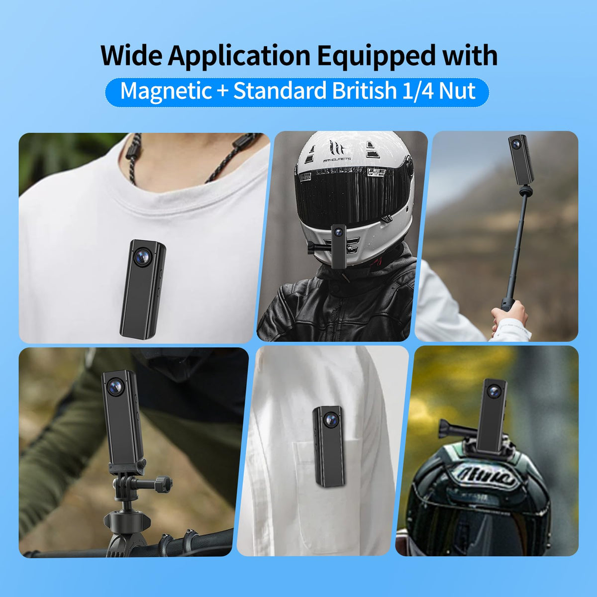 DBJIBF A100 magnetic neck strap enables quick chest mounting.