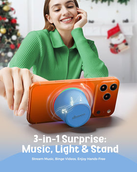 dbsono 3-in-1 magnetic phone stand and speaker, ideal for desks.