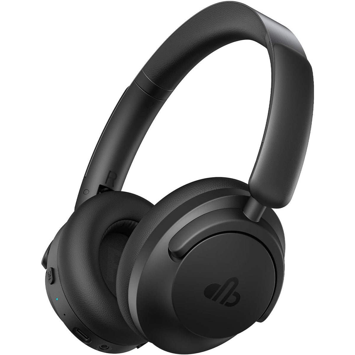 dbsono front view showing black headphones and controls, clear branding benefit