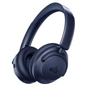 dbsono navy front view showing slim headband and earcup design for travel comfort